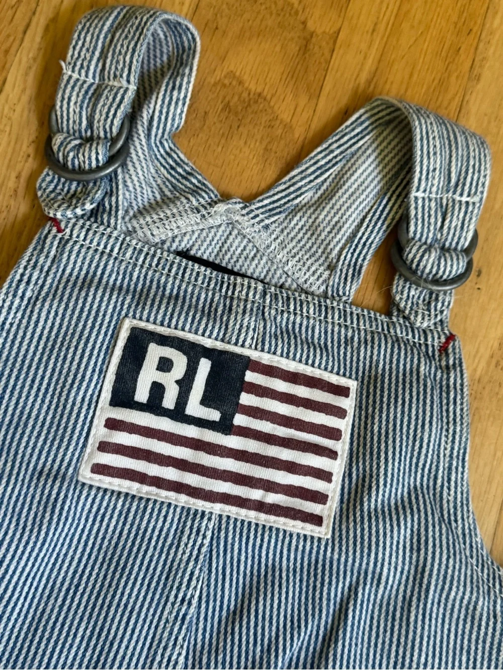 Polo jeans Ralph Lauren Childs Small Blue & White Striped overalls denim Dress